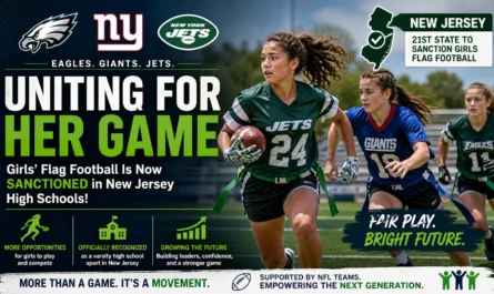 girls flag football sanctioned in New Jersey high schools NFL teams involvement and future growth