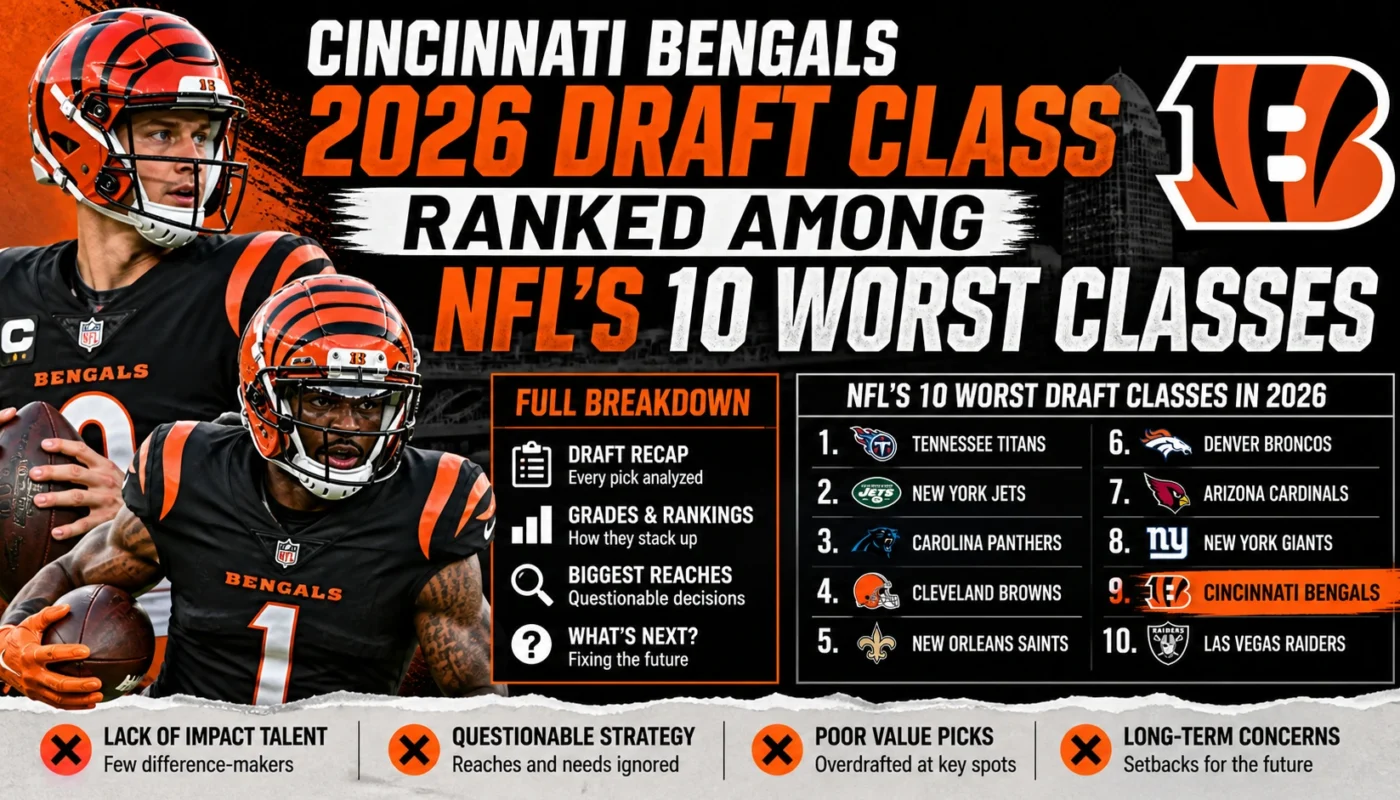 Cincinnati Bengals 2026 draft class ranked among worst NFL draft classes full breakdown analysis