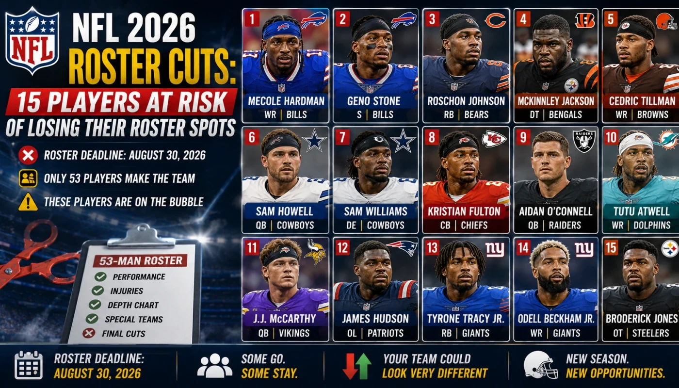 NFL 2026 roster cuts players at risk of losing their roster spots