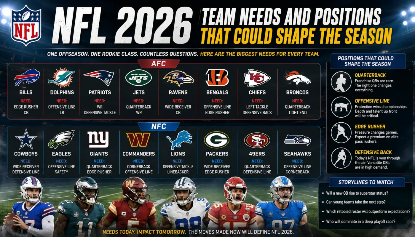 NFL 2026 team needs and positions that could shape the season