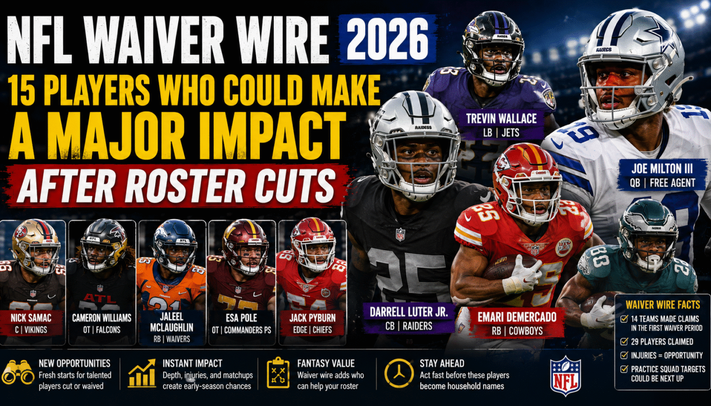 NFL waiver wire 2026 players who could make an impact after roster cuts